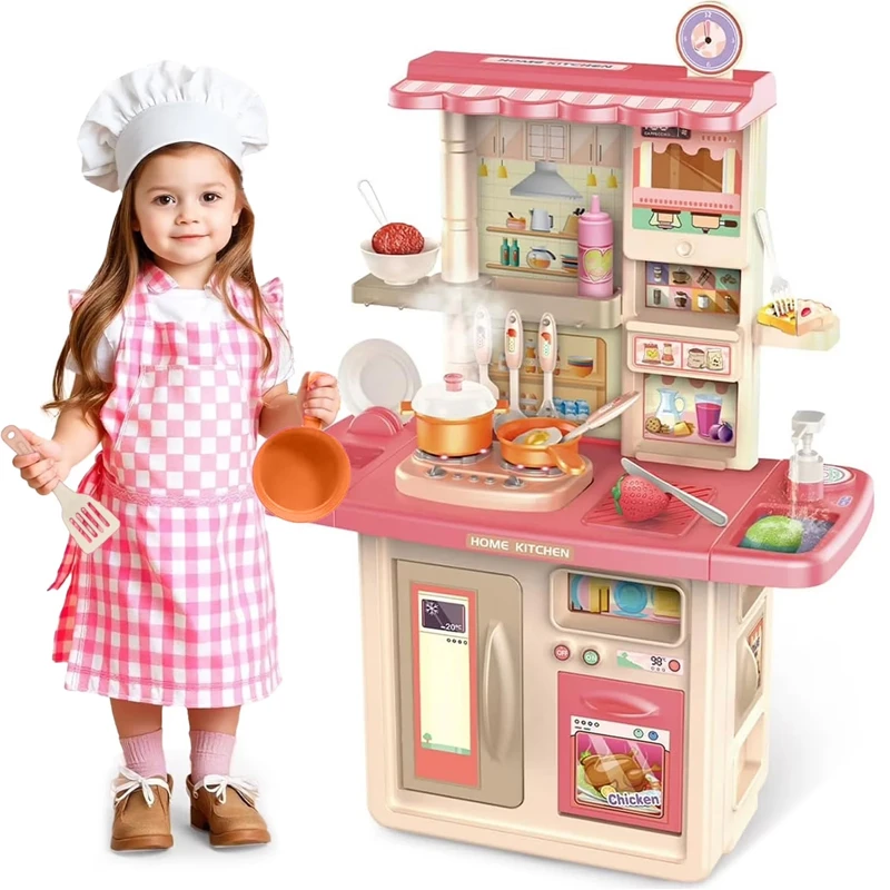 Dream Kitchen 84 cm – 37 Pieces - Includes Real Faucet, Cooking Soundator and Oven Doorss & Steam – Refriger